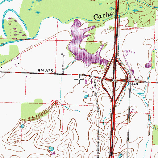 Topographic Map of Illinois State Police District 22, IL
