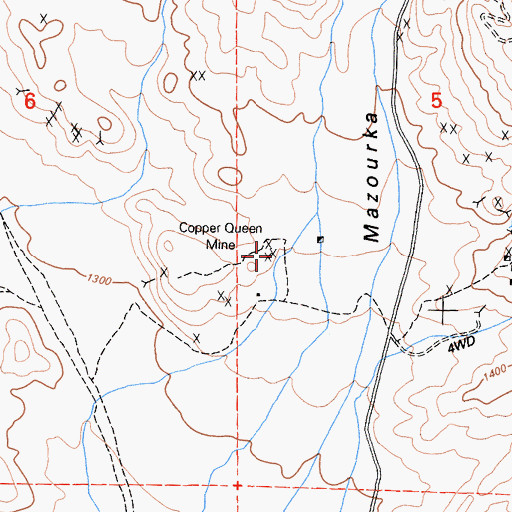 Topographic Map of Copper Queen Mine, CA