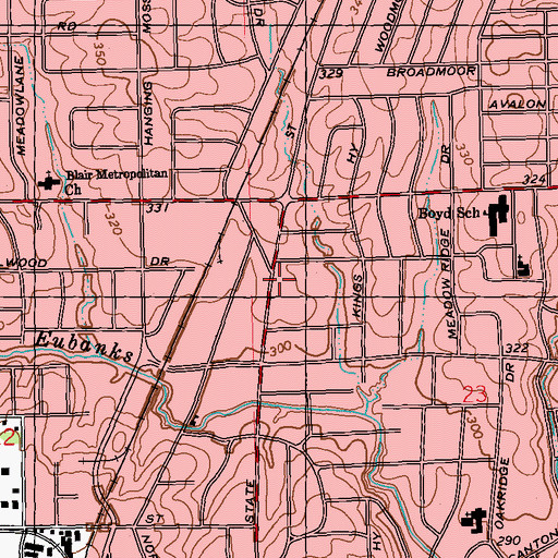 Topographic Map of Jackson Police Department - Precinct 4, MS