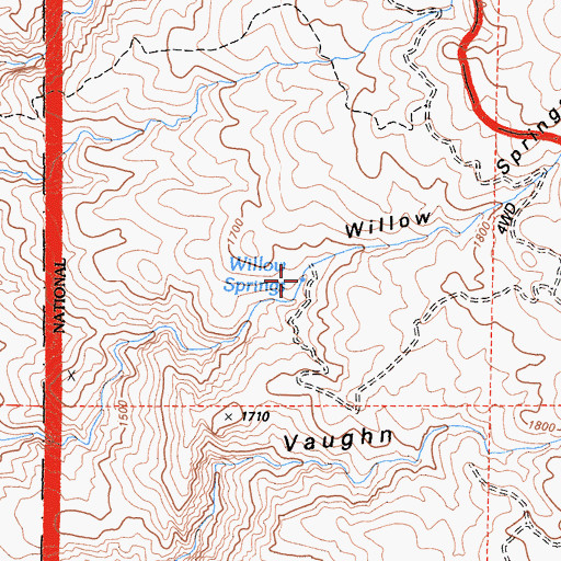 Topographic Map of Willow Springs, CA
