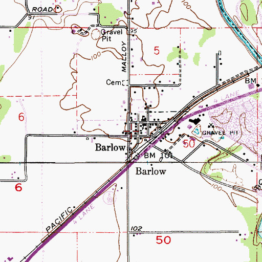 Topographic Map of Barlow City Hall, OR