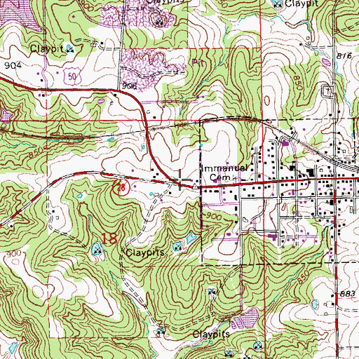 Topographic Map of Rosebud Post Office, MO