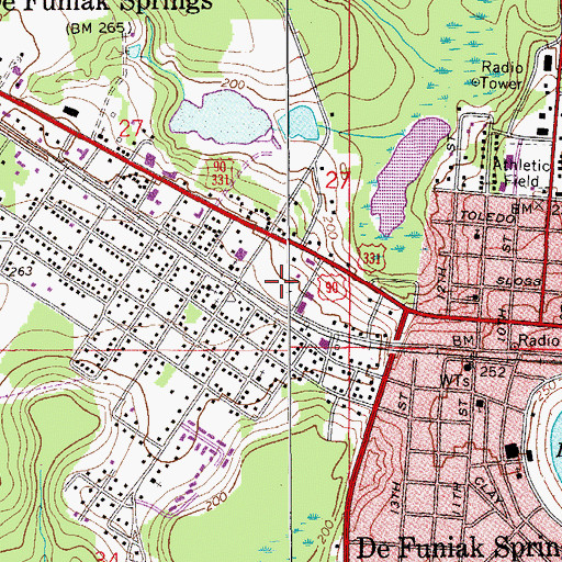Topographic Map of DeFuniak Springs Post Office, FL