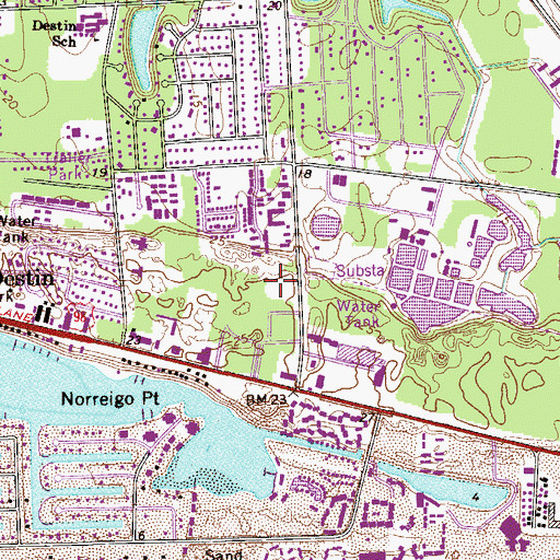 Topographic Map of Destin Post Office, FL