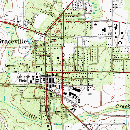 Topographic Map of Graceville Post Office, FL