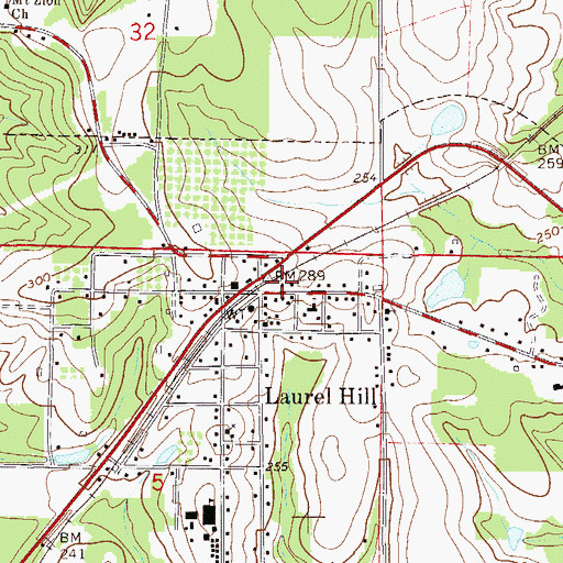 Topographic Map of Laurel Hill Post Office, FL