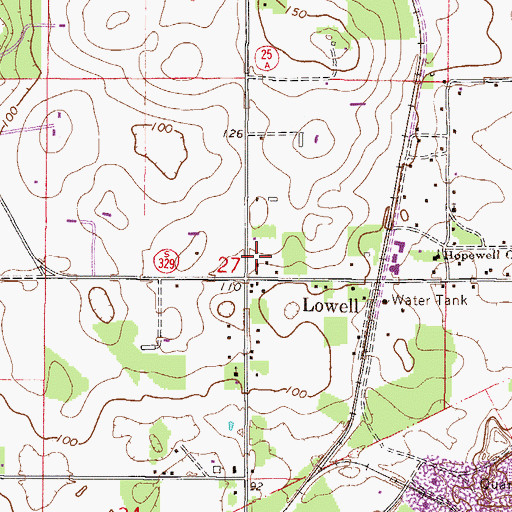 Topographic Map of Lowell Post Office, FL