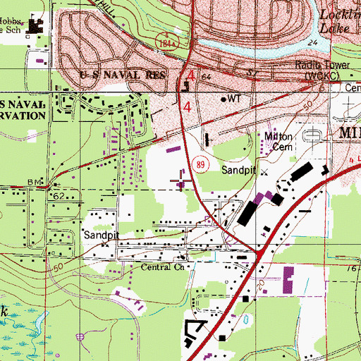 Topographic Map of Milton Post Office, FL