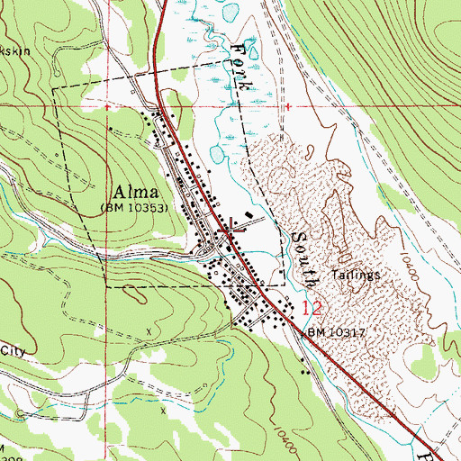 Topographic Map of Alma Post Office, CO