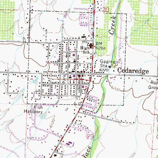 Topographic Map of Cedaredge Post Office, CO