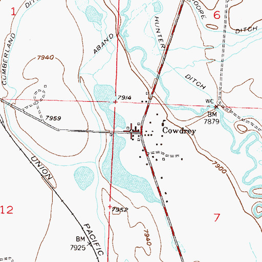 Topographic Map of Cowdrey Post Office, CO