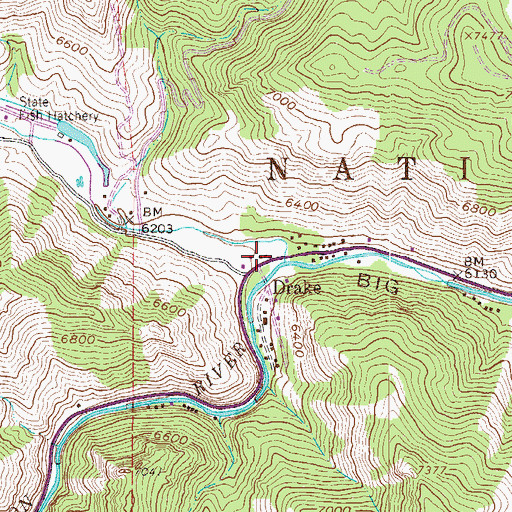 Topographic Map of Drake Post Office, CO