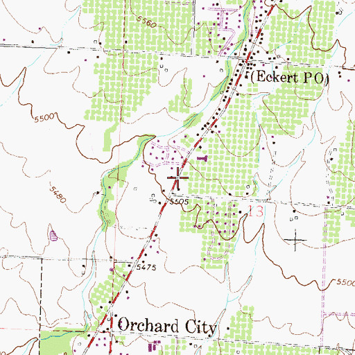 Topographic Map of Eckert Post Office, CO