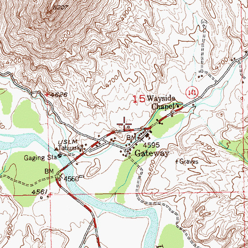 Topographic Map of Gateway Post Office, CO