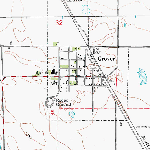 Topographic Map of Grover Post Office, CO
