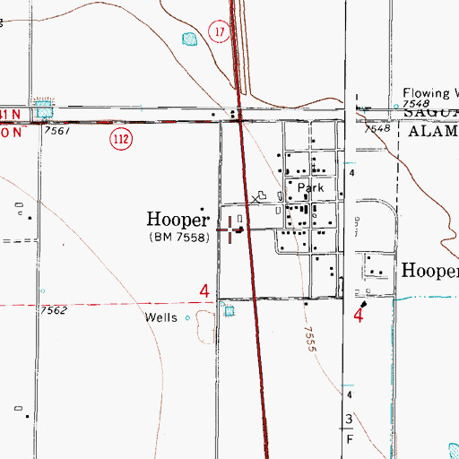 Topographic Map of Hooper Post Office, CO