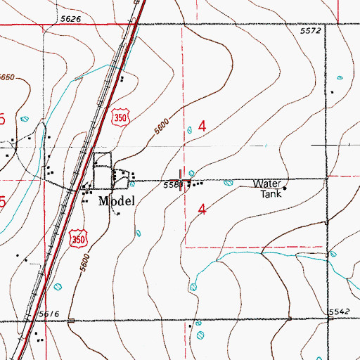 Topographic Map of Model Post Office, CO