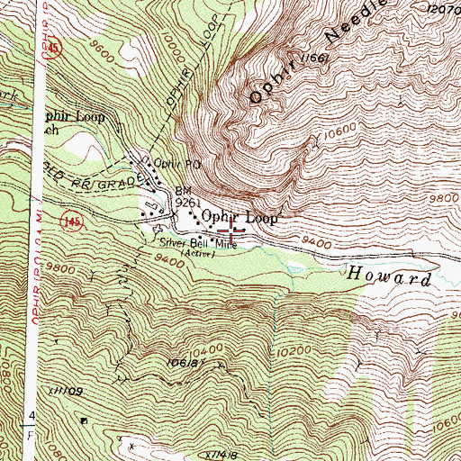 Topographic Map of Ophir Post Office, CO