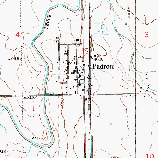 Topographic Map of Padroni Post Office, CO