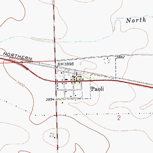 Topographic Map of Paoli Post Office, CO