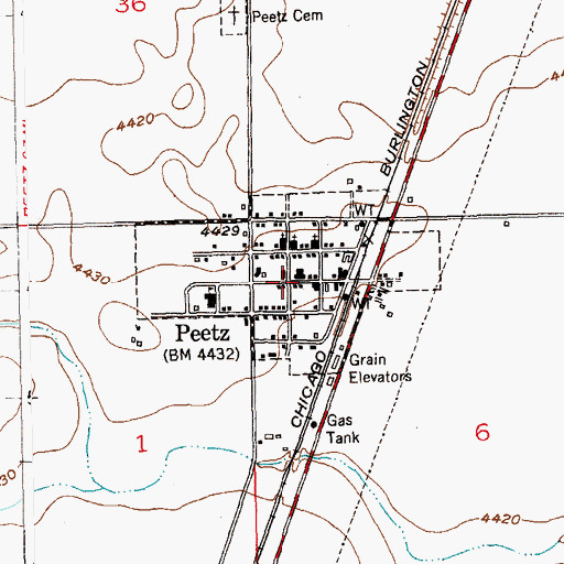 Topographic Map of Peetz Post Office, CO