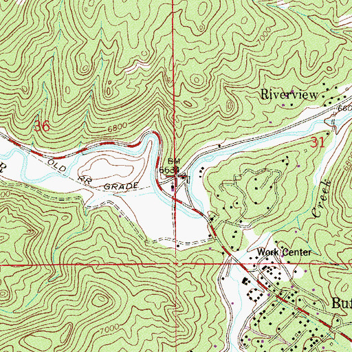 Topographic Map of Buffalo Creek Post Office, CO