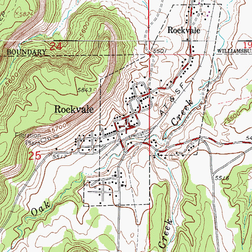 Topographic Map of Rockvale Post Office, CO
