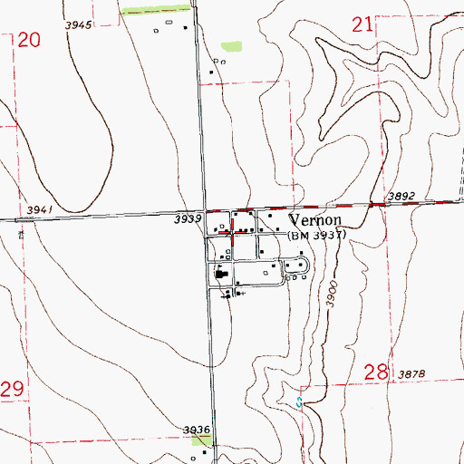 Topographic Map of Vernon Post Office, CO