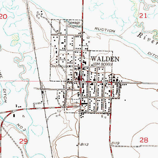 Topographic Map of Walden Post Office, CO