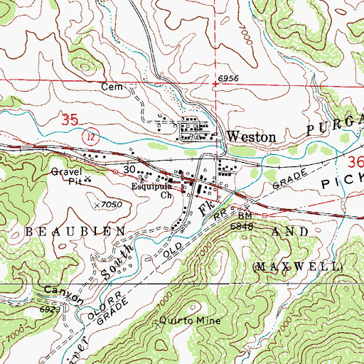Topographic Map of Weston Post Office, CO