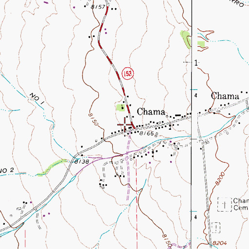 Topographic Map of Chama Post Office, CO