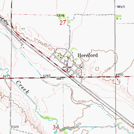 Topographic Map of Hereford Post Office, CO