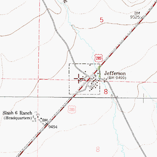 Topographic Map of Jefferson Post Office, CO