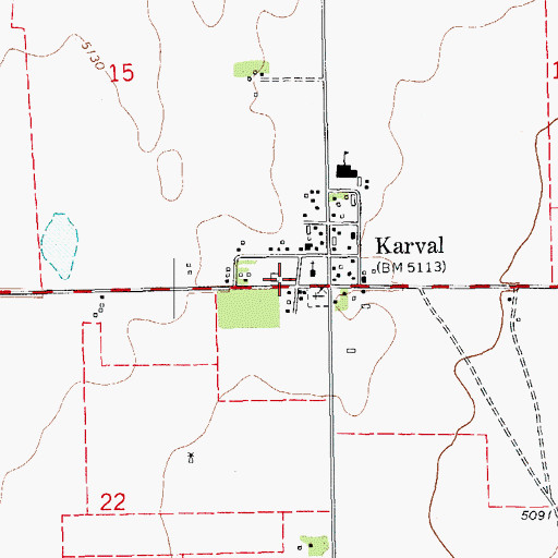 Topographic Map of Karval Post Office, CO