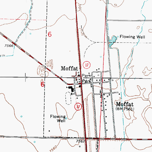 Topographic Map of Moffat Post Office, CO