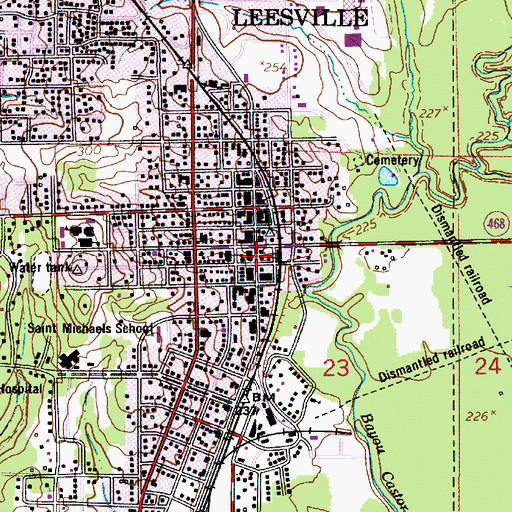 Topographic Map of Leesville Post Office, LA