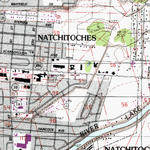 Topographic Map of East Natchitoches, LA