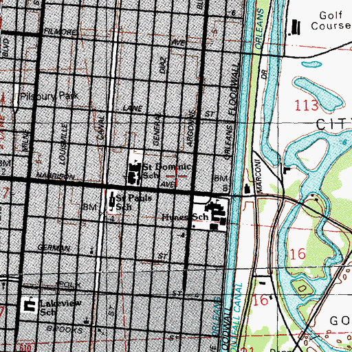 Topographic Map of Lakeview Post Office, LA