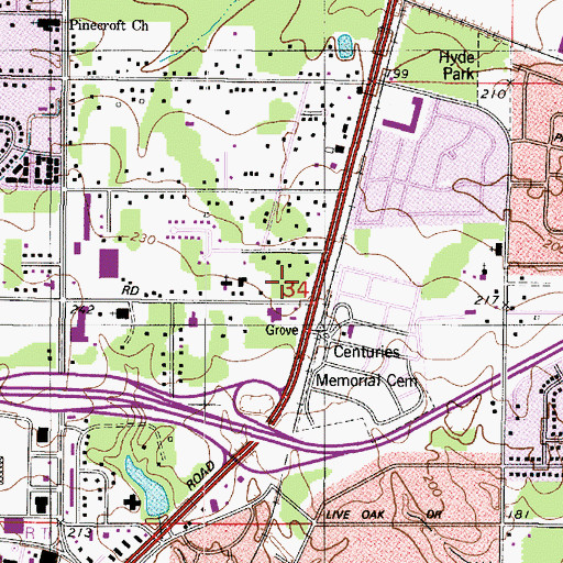 Topographic Map of Meriwether Post Office, LA