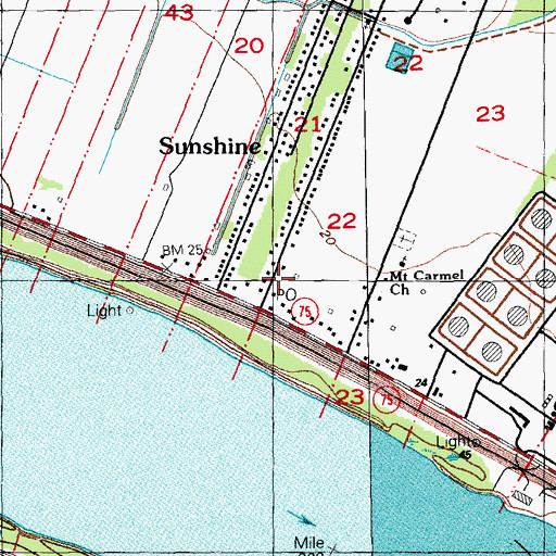 Topographic Map of Sunshine Post Office, LA