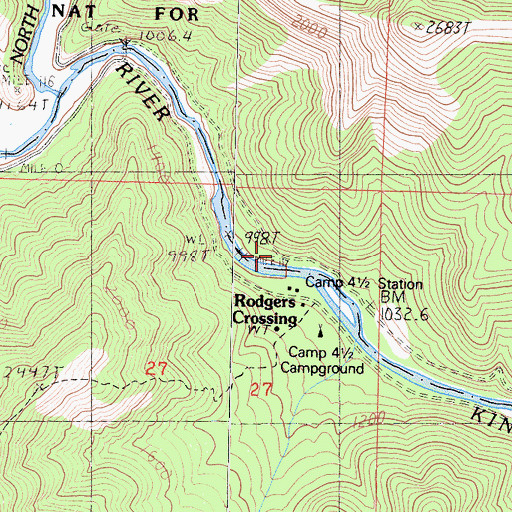 Topographic Map of Rogers Crossing, CA