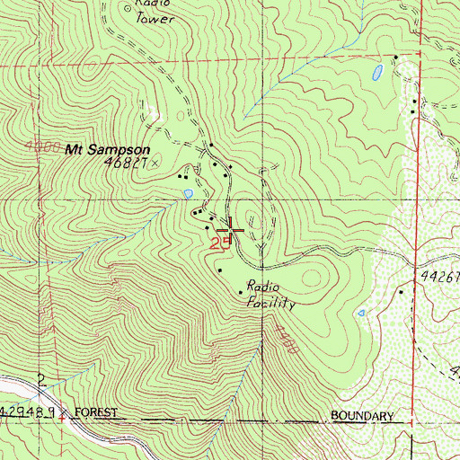 Topographic Map of Mount Sampson, CA