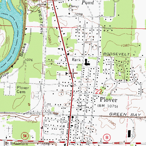 Topographic Map of Plover Police Department, WI