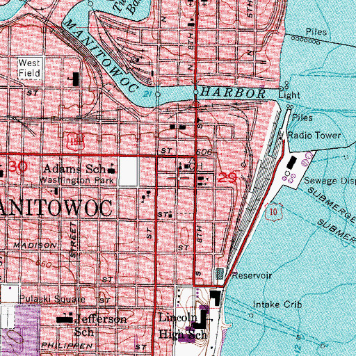 Topographic Map of Manitowoc County Sheriff's Department, WI