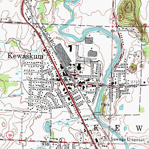 Topographic Map of Kewaskum Police Department, WI