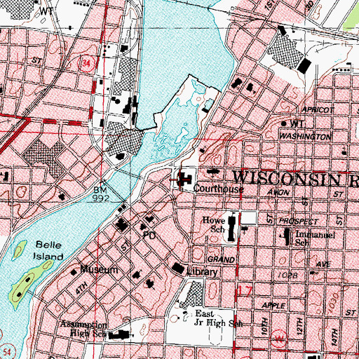 Topographic Map of Wood County Sheriff's Department, WI