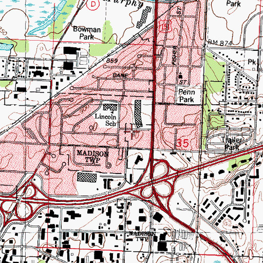 Topographic Map of Madison Police Department South District, WI