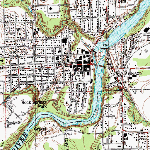 Topographic Map of Black River Falls Police Department, WI