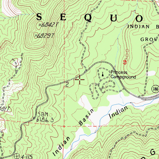 Topographic Map of Princess Campground, CA