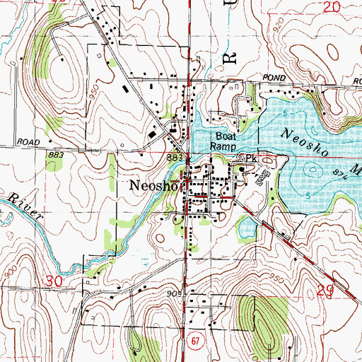 Topographic Map of Neosho / Rubicon / Ashippun Police Department, WI